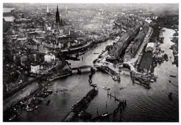 Flygfoto över Hamburgs hamn, Tyskland, från en Zeppelin, c1931 1933