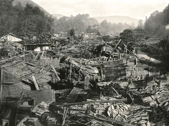 Efter jordbävningen, Gifu, Japan, 1895.