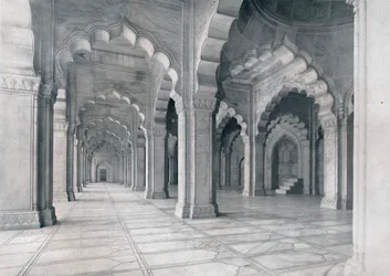 Agra. Interiör av Moti Musjid. Pärlmoskén, c1910.