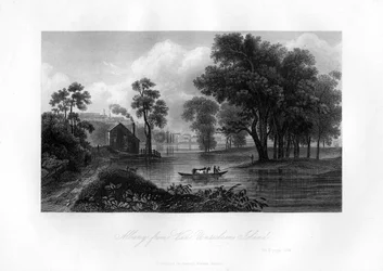 Albany från Van-Unsselaens Island, New York State, 1855