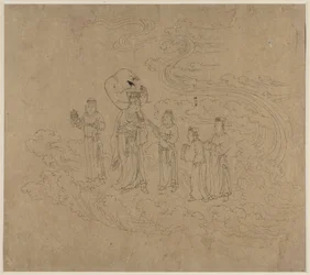 Album med daoistiska och buddhistiska teman: Procession of Daoist Deities: Leaf 10, 1200-talet.