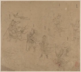 Album med daoistiska och buddhistiska teman: Procession of Daoist Deities: Leaf 15, 1200-tal.