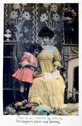Allt som charmar barnen.., Franskt vykort, c1900