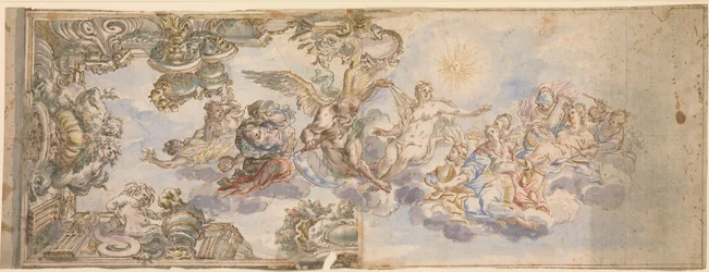 Allegorisk design för en takfresco., 1650-1700.