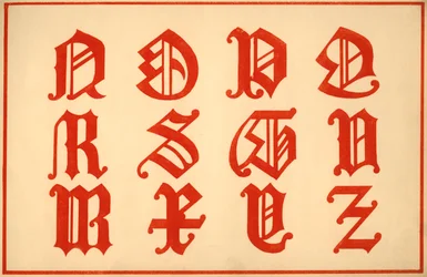 Alfabetet, bokstäverna N-Z, versaler