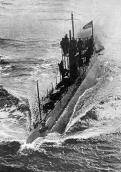 Amerikansk ubåt Preparedness i full fart, första världskriget, 1914-1918, c1920
