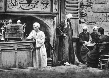 Ett arabiskt kaffehus, Kairo, Egypten, c1920-talet
