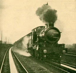 En motor av stjärnklassen plockar upp vatten i hastighet, Goring, Great Western Railway, 1930.