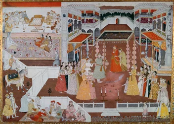 En indisk äktenskapsmålning från Lucknow, 1700-talet
