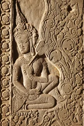 Apsara Dancer Carving på Angkor Wat, Siem Reap, Kambodja