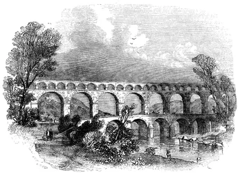Akvedukten av Nimes vid Pont du Gard, Frankrike, 1886
