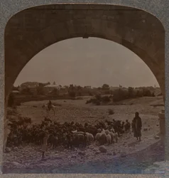 Akvedukt som visar Jeriko genom båge, c1900