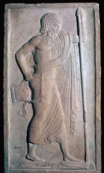 Arkaisk romersk relief av Apollon
