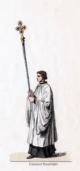 Ärkebiskopens korsbärare, kostymdesign för Shakespeares pjäs, Henrik VIII, 1800-talet