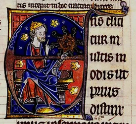 Aristoteles. Från: Averroes stora kommentarer till Aristoteles De anima-böcker, 1200-talet