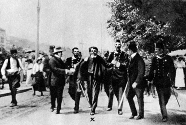 Gripandet av Gavrilo Princip, ärkehertig Franz Ferdinands mördare, 1914