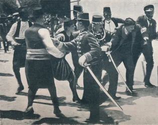 Gripandet av Gavrilo Princip, ärkehertig Franz Ferdinands mördare, 1914