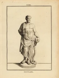 Asclepius, grekisk medicinens gud med ormflätad stav