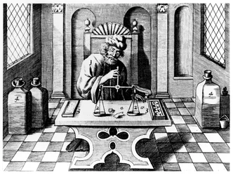 Assayer som testar prover av guld och silver, 1683