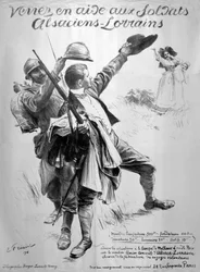 Hjälp de Alsace-soldaterna, fransk affisch från första världskriget, 1916
