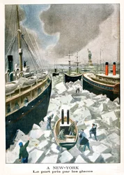 I New York, hamnen intagen av isen, 1901