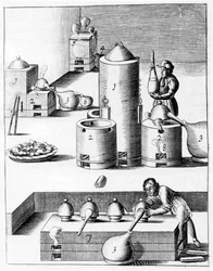 Athanor eller Slow Harry, en självmatande ugn som håller en konstant temperatur, 1683