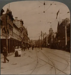 Aucklands chief business thoroughfare, Queen St., looking S., Nya Zeeland, c1900