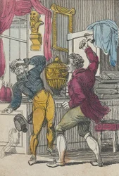 Auktionsförrättare och advokat, auktionsförrättare knockar en dålig lott, tidigt 1800-tal..