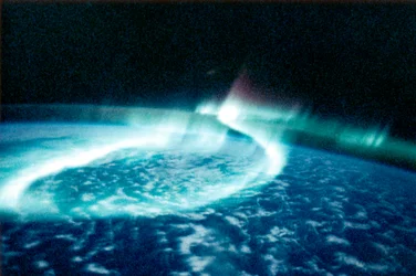 Aurora Borealis norrsken sett från rymden