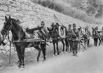Österrikiska soldater, österrikisk-italienska kriget, Slaget vid Isonzo, första världskriget, 1915