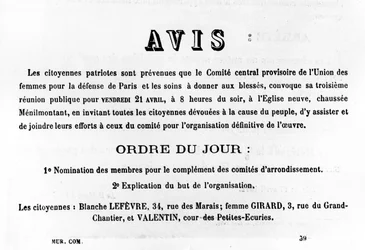 Avis, från franska politiska affischer från Pariskommunen, maj 1871