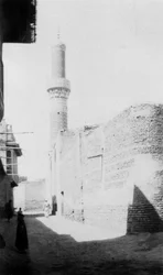 Backstreet och gamla moskén, Bagdad, Irak, 1917-1919