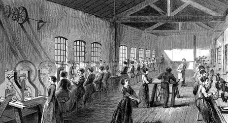 Baker and Finnemores pennfabrik, St Pauls Square, Birmingham, England, 1870
