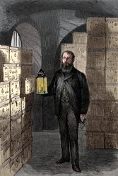 Sedelförråd i Bank of Englands valv, c1870