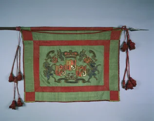 Banderoll med Storbritanniens kungliga vapen, 1700-talet.