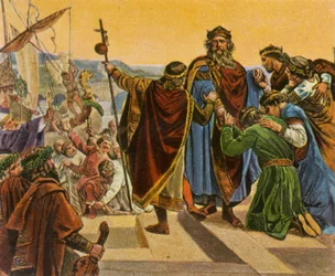 Barbarossa tar farväl när han ger sig av på sitt korståg, 1189, 1936.