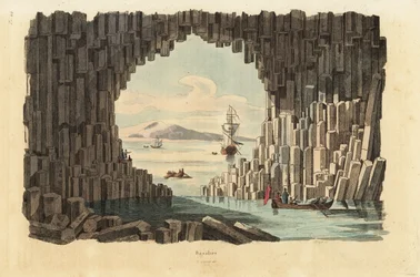 Basaltpelare i Fingals grotta, Staffa, Inre Hebriderna, Skottland