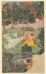 Slaget vid Ravana och Jatayu, från Sarga kapitel 49 i Aranya-kanda Book of the Forest..., ca.