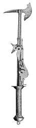 Stridsyxa och pistol, 1500-talet, 1870