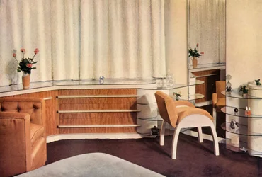 Sovrum i Hampstead, London, designat av J. Duncan Miller för Mrs. Schneerson, 1937.