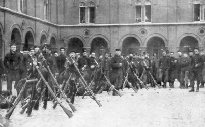 Belgiska soldater från 9:e blandade brigaden, slaget vid Liege, Belgien, 5-16 augusti 1914