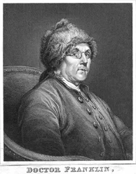 Benjamin Franklin, amerikansk vetenskapsman, uppfinnare och statsman, sent 1700-tal