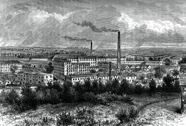 Bessbrook Mills and village, County Armagh, Irland, c1880