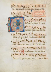 Bifolium med initial C, från ett antifonarium, italiensk, ca. 1320.