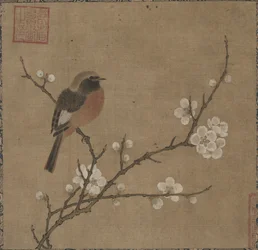 Fågel på en blommande gren, 1100-tal.