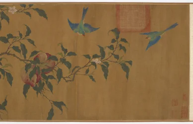 Fåglar bland persikogrenar, Qingdynastin, 1700-talet.