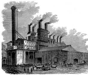 Masugnar vid Phoenix Iron and Bridge Works, Phoenixville, Pennsylvania, USA, 1873