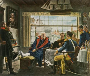 Blücher tar Napoleons medaljer och hatt i besittning efter...Waterloo, 18 juni 1815, 1936.