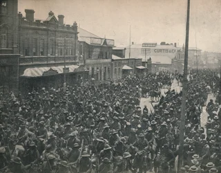 Boer Commando passerar genom Johannesburg andra Transvaalkriget, c1900.