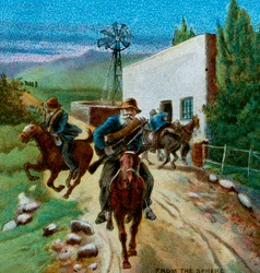 Boers retirating from a farmhouse, 1900